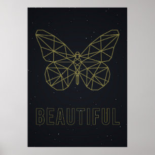 Poster d'affirmation jaune origami beauté papillon