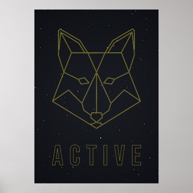 Poster d'affirmation jaune origami renard actif (Devant)