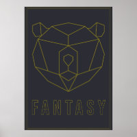 Poster d'affirmation tête d'ours en origami jaune