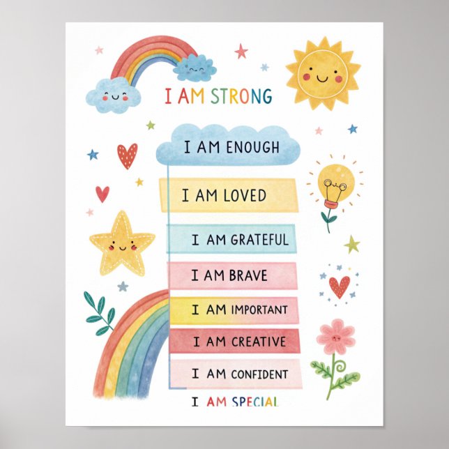 Poster d'Affirmations Positives Arc-en-ciel pour e (Devant)