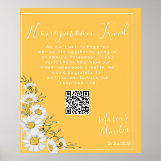 Poster Daffodil Jaune & White Daisies Honeymoon Fund (Devant)