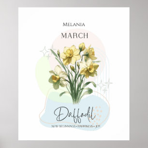 Poster Daffodique mars Fleur de naissance
