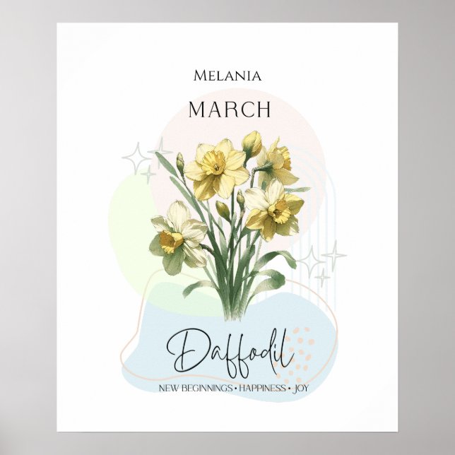 Poster Daffodique mars Fleur de naissance (Devant)