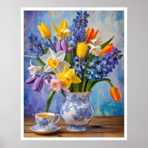 Poster Daffodiques à motifs floraux de printemps Tulipes 