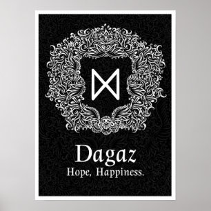 Poster Dagaz /Happiness/ Version noire