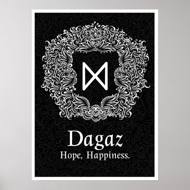 Poster Dagaz /Happiness/ Version noire (Devant)