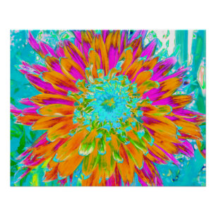 Poster Dahlia décorative tropicale orange et rose chaud