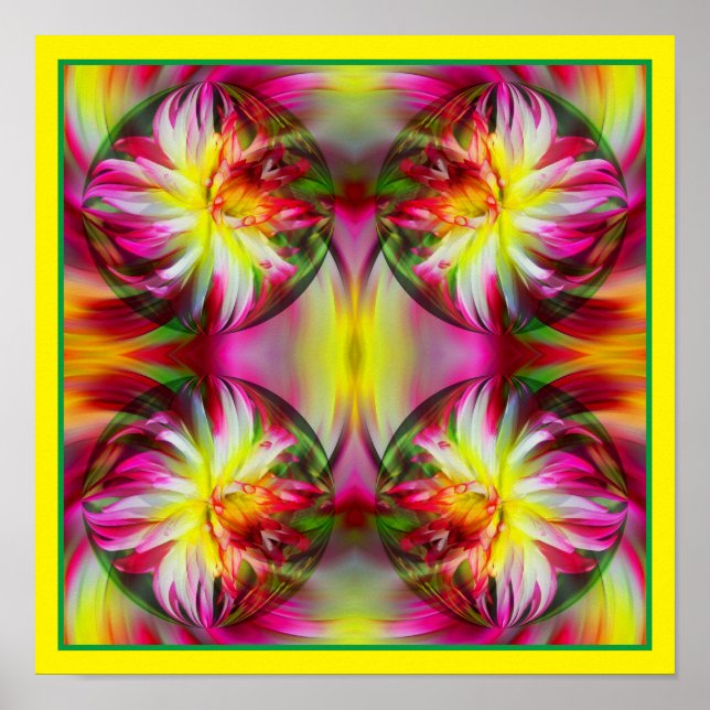 Poster Dahlia Fleur Floral Art Abstrait (Devant)