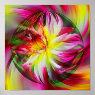 Poster Dahlia Fleur Floral Art Abstrait