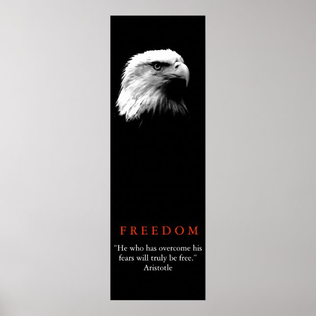 Poster d'aigle noir blanc motivant LIBERTÉ (Devant)