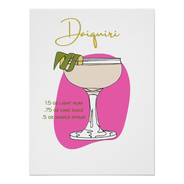 Poster Daiquiri Cocktail Art (Devant)