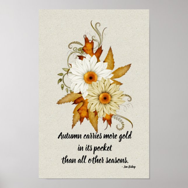 Poster Daises et feuilles d'automne - Devis de la saison  (Devant)
