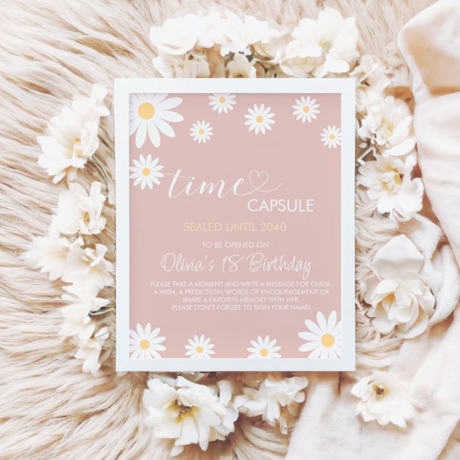 Poster Daisy 1er Anniversaire Heure Capsule Signal, Retro (Créateur téléchargé)