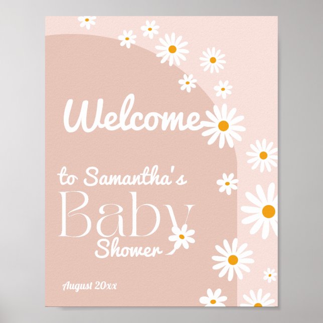 Poster Daisy Baby in florom Boho Girl Baby shower bienven (Devant)