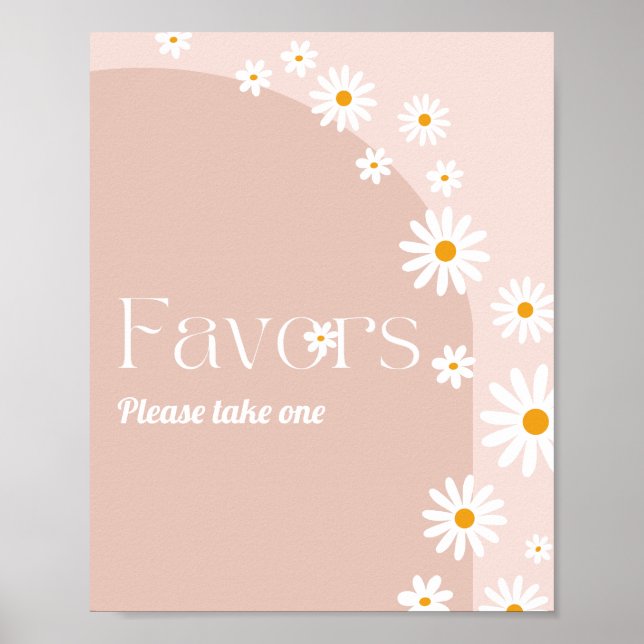 Poster Daisy Baby in florom Boho Girl Baby shower faveurs (Devant)