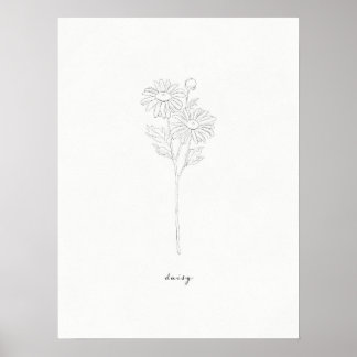 Poster Daisy Birth Flower Print