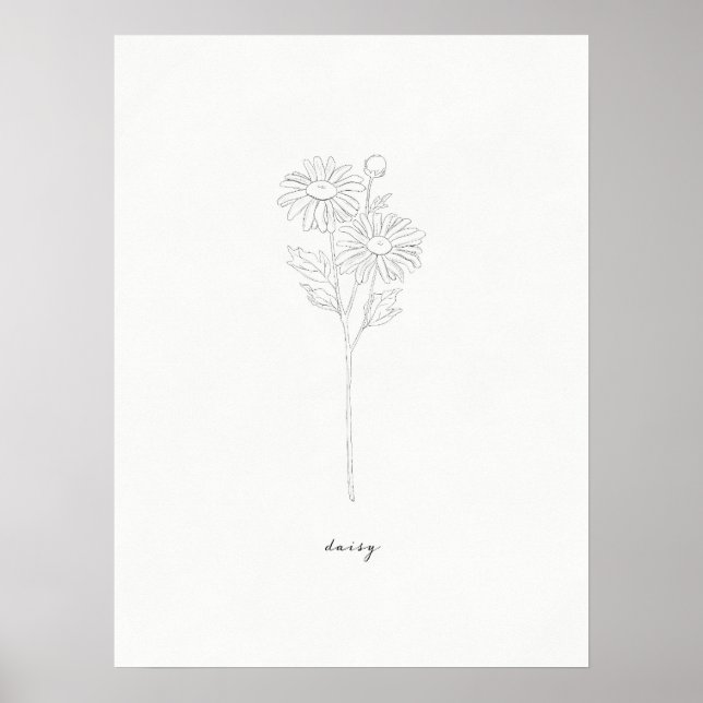 Poster Daisy Birth Flower Print (Devant)