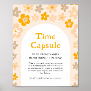 Poster Daisy Boho Floral 1er Anniversaire Heure Capsule J