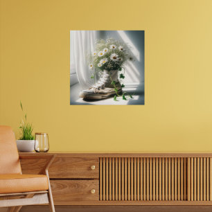 Poster Daisy Bouquet dans un Basket blanc
