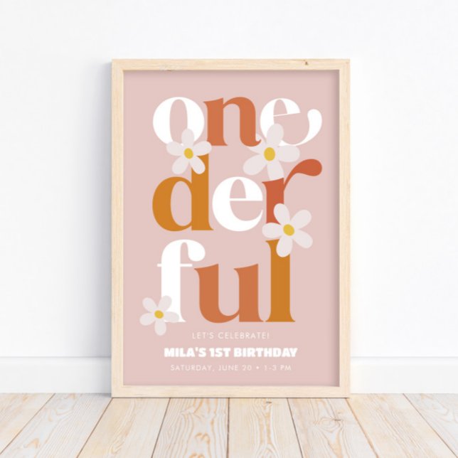 Poster Daisy Onederful moderne Boho 1er anniversaire (Créateur téléchargé)