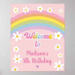 Poster Daisy Rainbow Faisons la fête Anniversaire Rétro