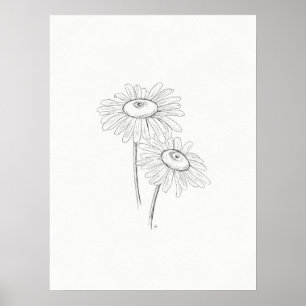 Poster Daisy Sketch Art Imprimer