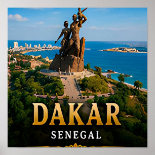 Poster Dakar Côte atlantique et Monument de la Renaissanc