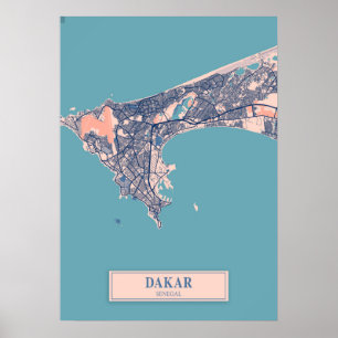 Poster Dakar - Senegal Breezy City Map