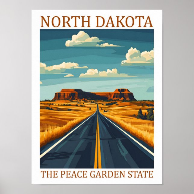 Poster Dakota du Nord Peace Garden State USA Travel (Devant)