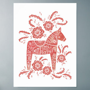 Poster Dala suédois Cheval Art