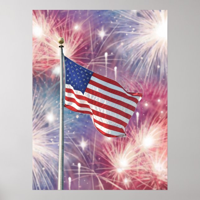 Poster d'Alan Giana "Drapeau et feux d'artifice" (Devant)