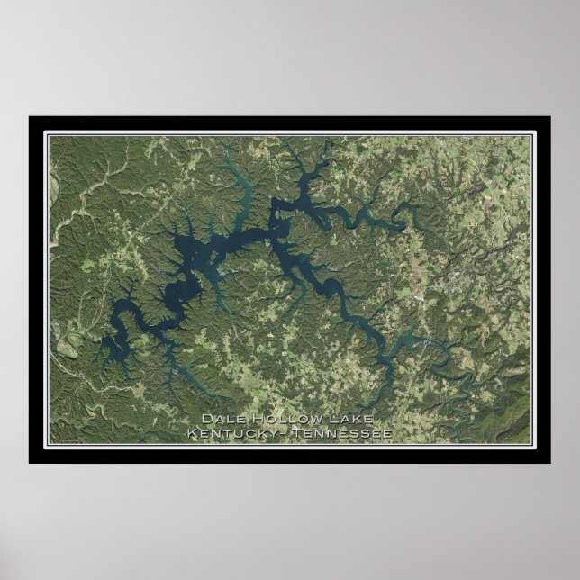 Poster Dale Hollow Lake Kentucky - Tennessee Satellite (Devant)