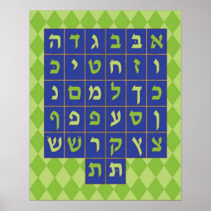 Poster d'Alef Beis (Marine et Vert)