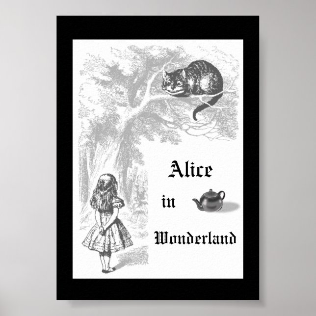 Poster d'Alice Vintage noire et blanche au pays de (Devant)