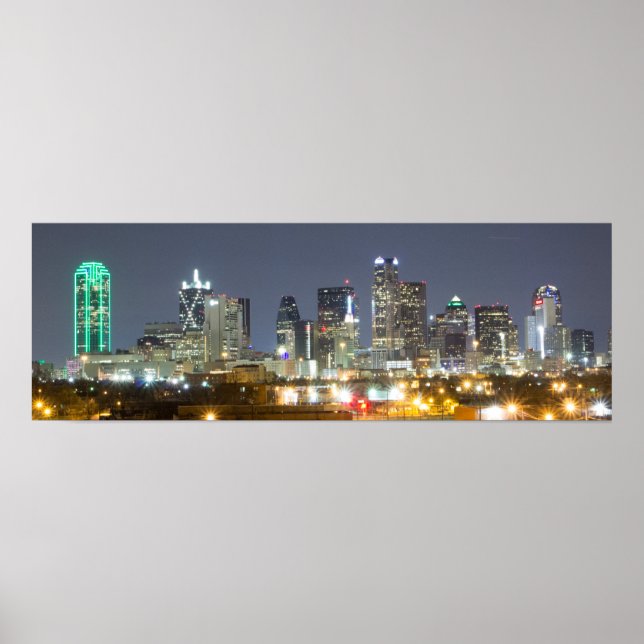 Poster Dallas Skyline la nuit (Devant)