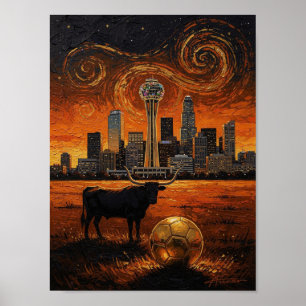 Poster Dallas Skyline Longhorn Coupe du Monde 2026 Footba