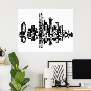 Poster Dallas, Texas in black and white
