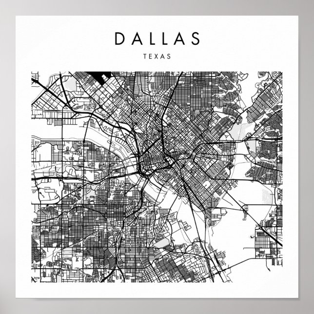 Poster Dallas Texas Minimal Modern Street Map (Devant)