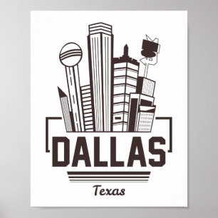 Poster Dallas Texas Moderne Skyline Graphisme Urbain