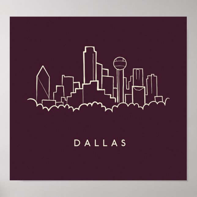 Poster Dallas Texas Skyline (Devant)