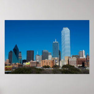 Poster Dallas Texas skyline au coucher du soleil