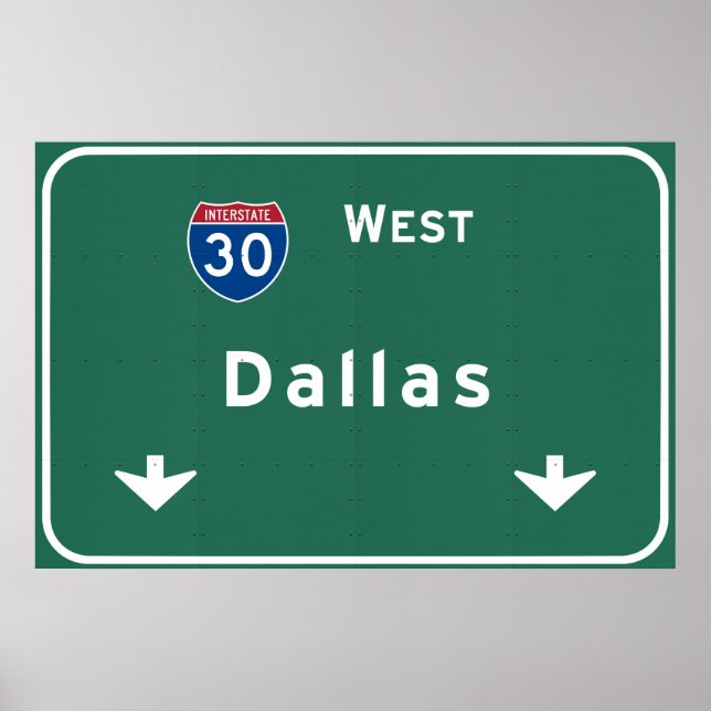 Poster Dallas Texas tx Interstate Highway Freeway Road : (Devant)