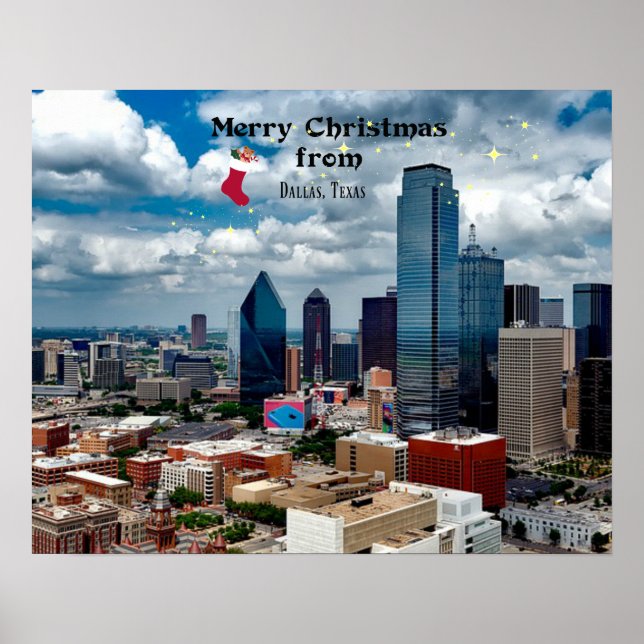 Poster Dallas, Texas voeux de Noël (Devant)