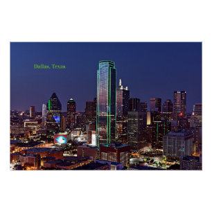Poster Dallas, Texas, vue aérienne,