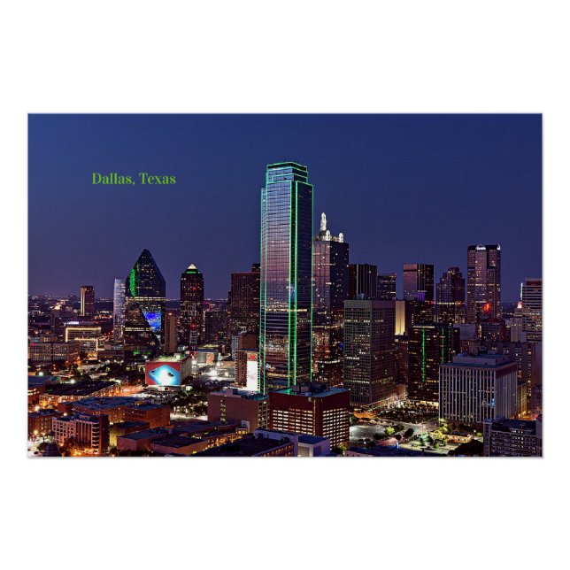 Poster Dallas, Texas, vue aérienne, (Devant)