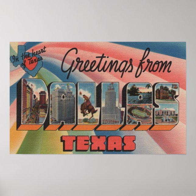 Poster Dallas, TexasScènes de grandes lettresDallas, TX (Devant)