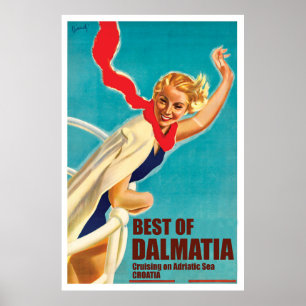 Poster Dalmatie, Croatie, une fille en yacht