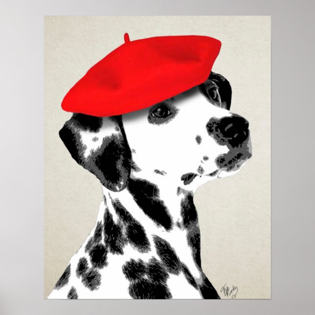 Poster Dalmatien Avec Beret Rouge (Devant)