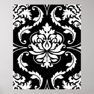 Poster Damas de diamant en blanc sur noir
