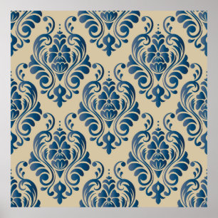 Poster Damas sans couture motif de l'ornement floral sur